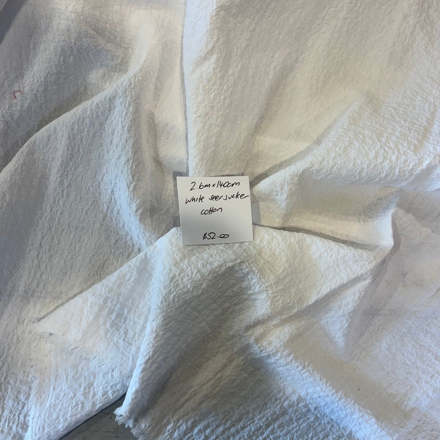 2.6m White Cotton Seersucker