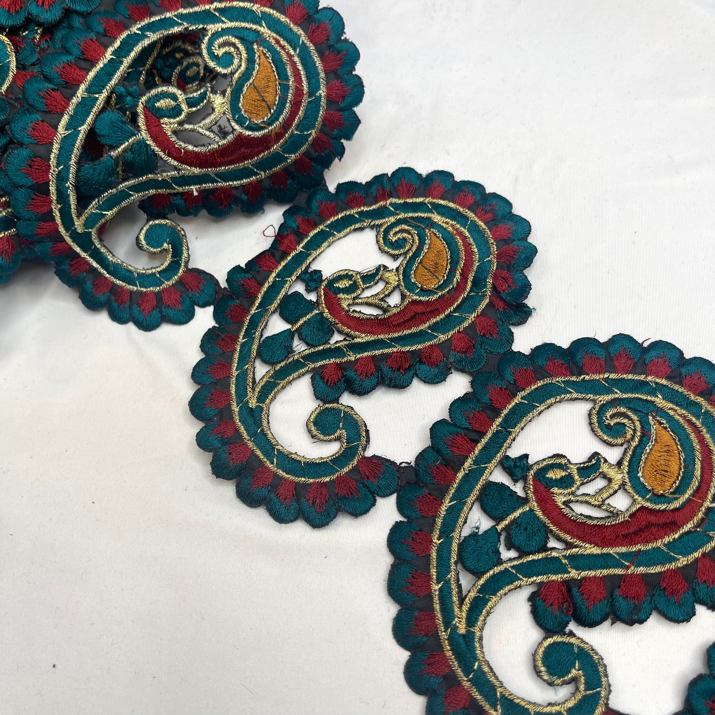 Ornate Paisleys Embroidered Trim