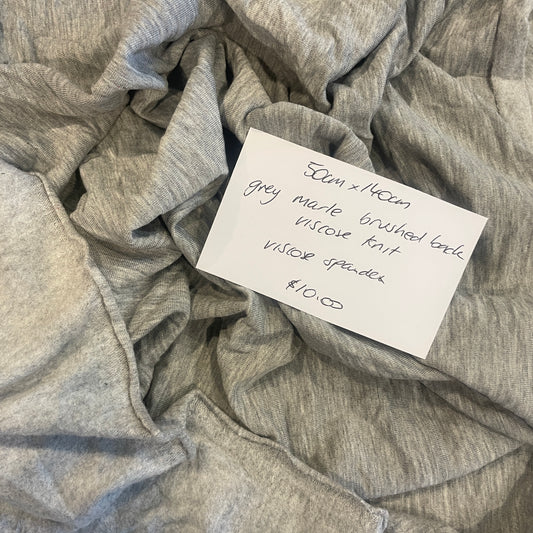 50cm grey marle brushed back viscose knit