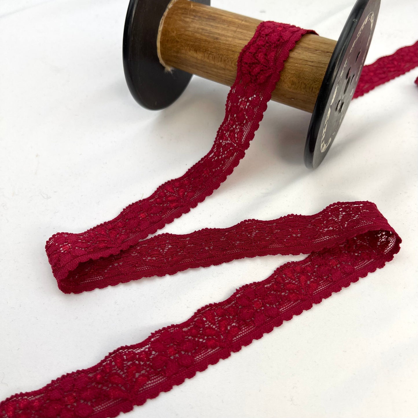 Deep Cherry Red 20mm Stretch Lace