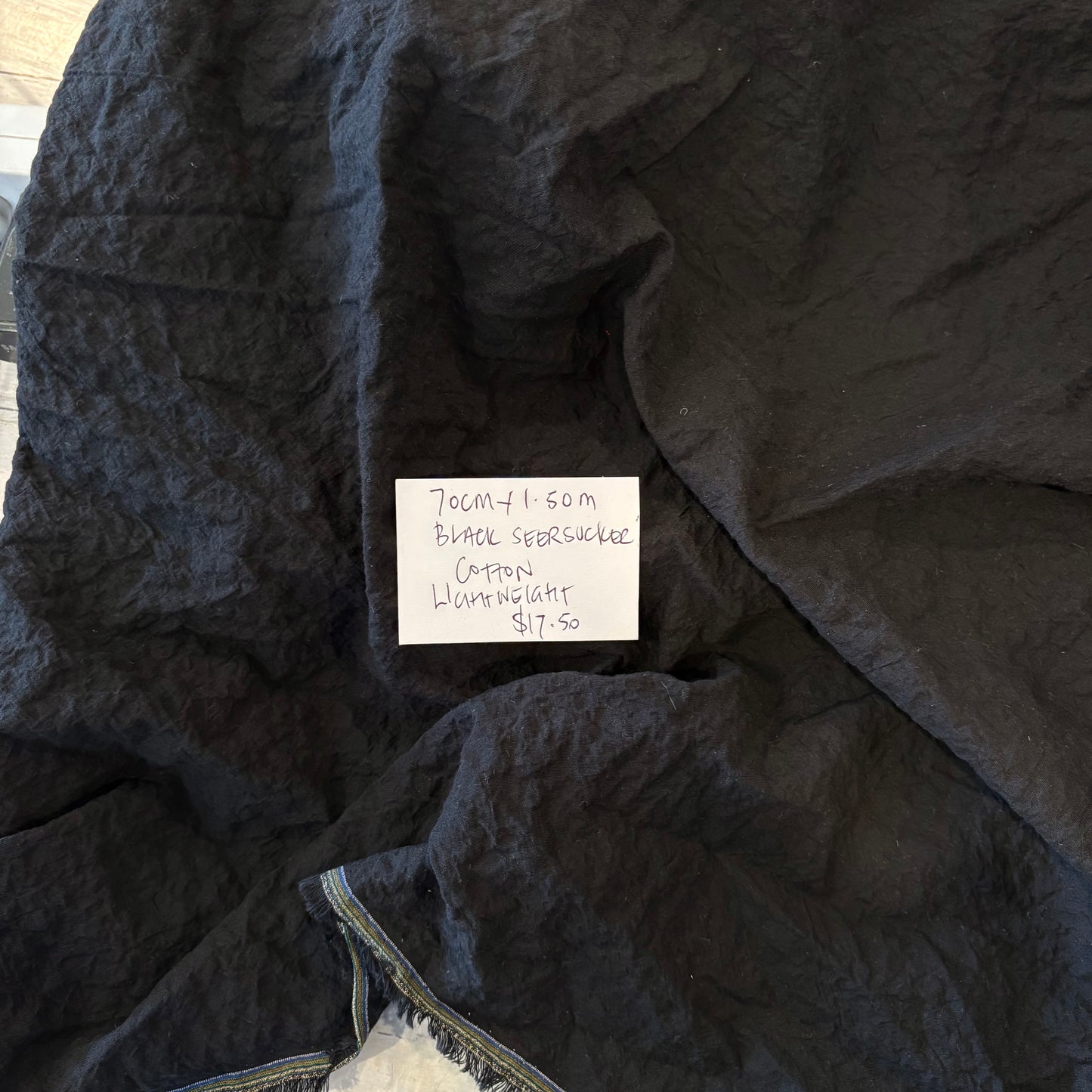 70cm Black Seersucker Cotton
