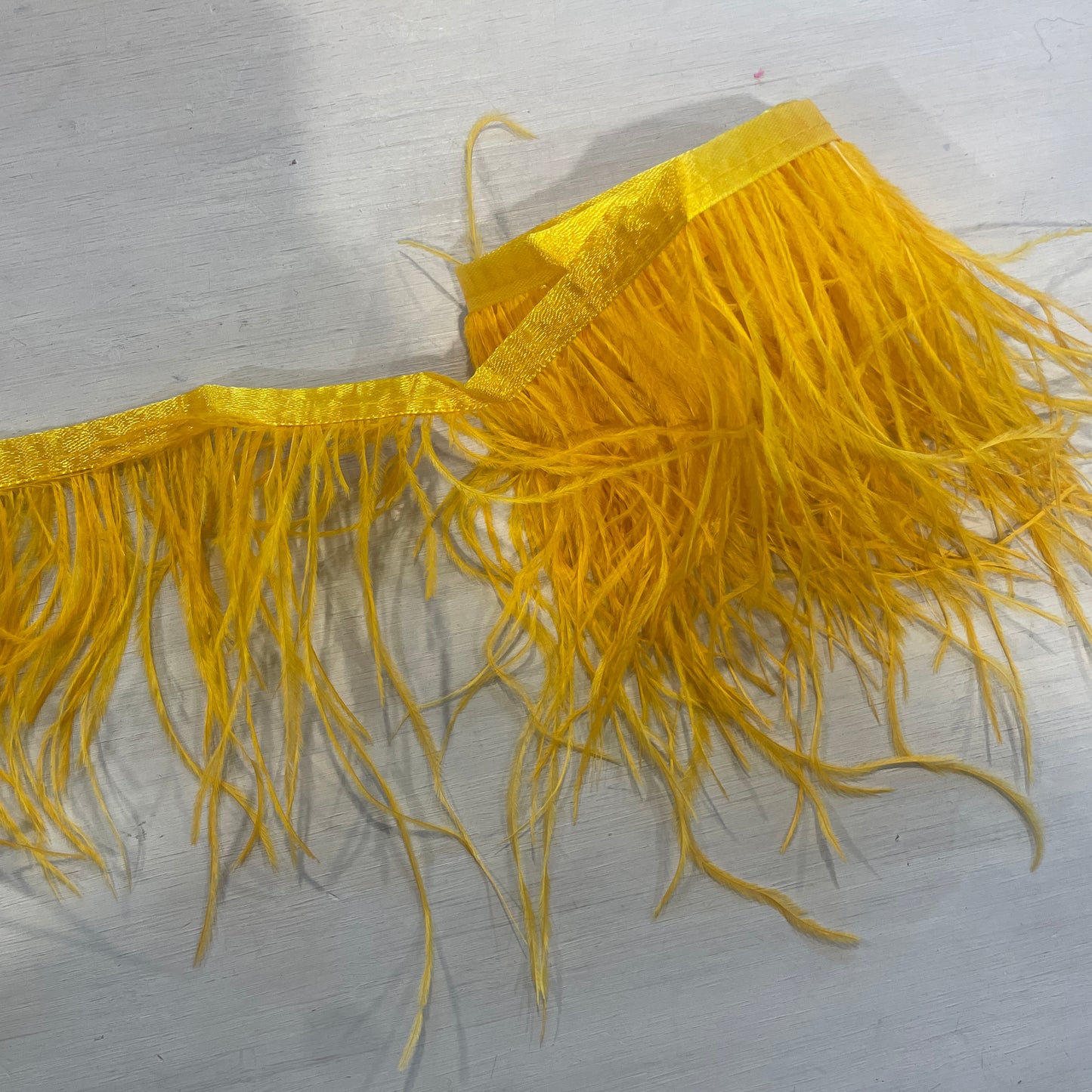 90cm ostrich feather trim yellow
