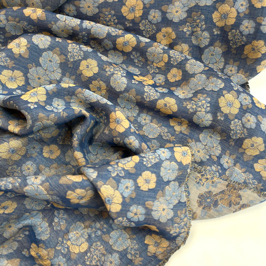 Denim Blue Bloom Jacquard