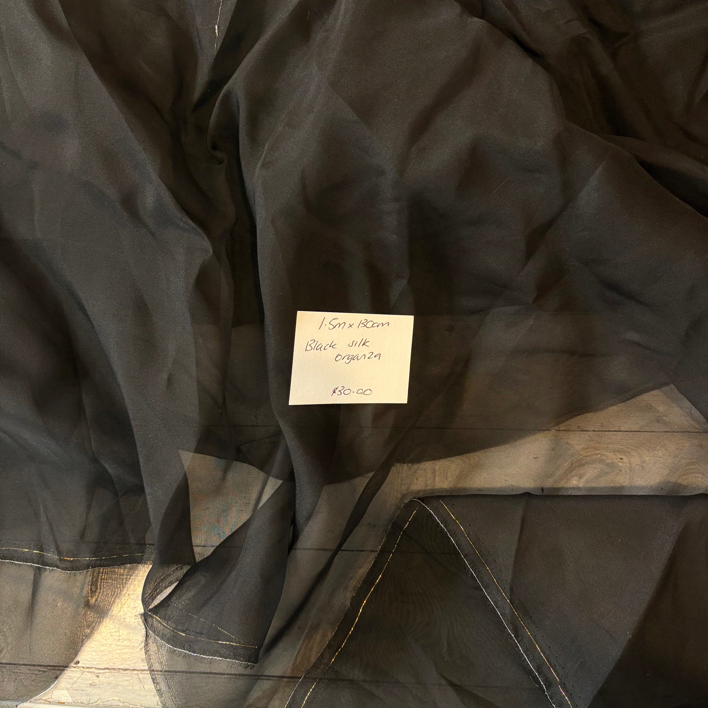 1.5m Black Silk Organza