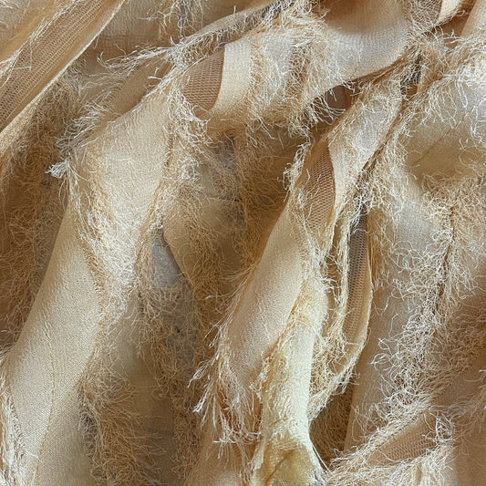 Halle textured stripe silk tulle Burnt butter