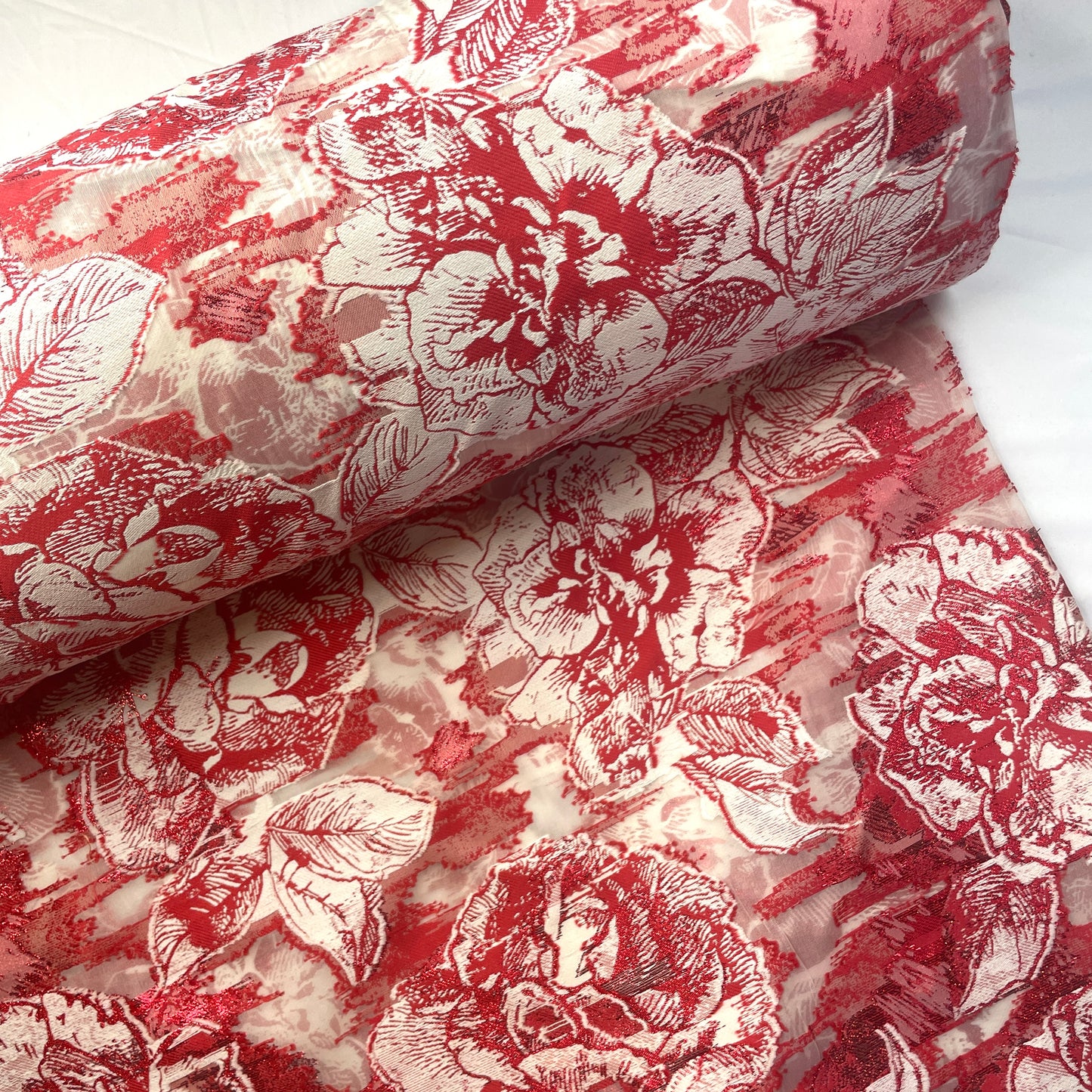 Scarlet rose metallic Brocade