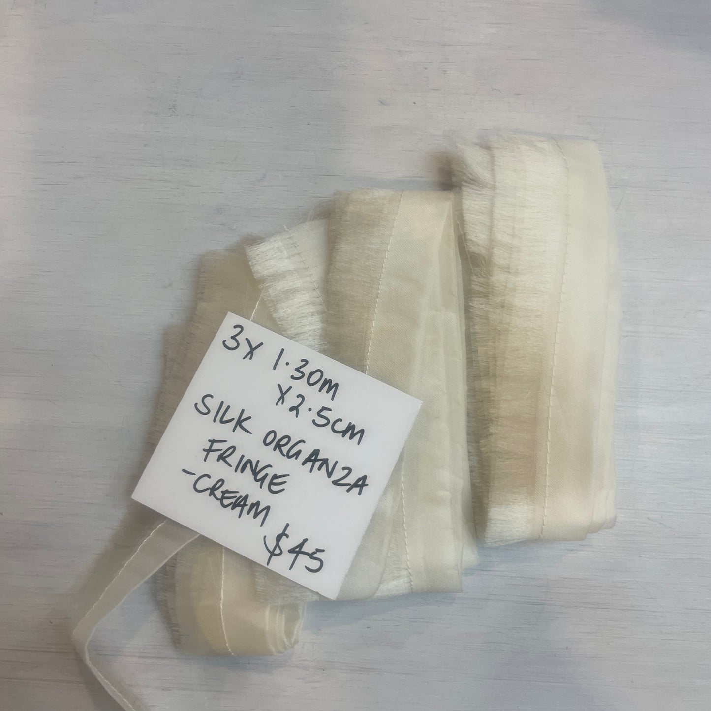 3x 1.3m ivory silk fringe