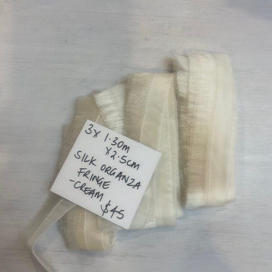 3x 1.3m ivory silk fringe