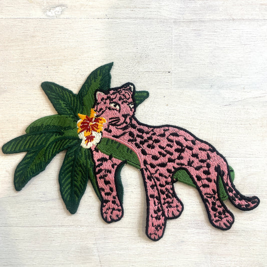 Pink lounging leopard (right) Motif