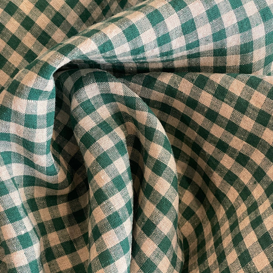 Garden green gingham linen