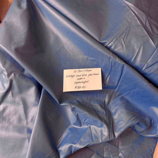 10.5m Vintage Mid Blue Polished Cotton