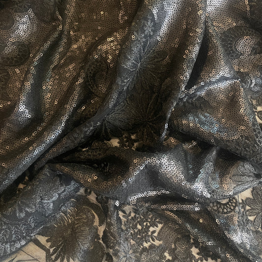 Midnight mystery embroidered sequin lace
