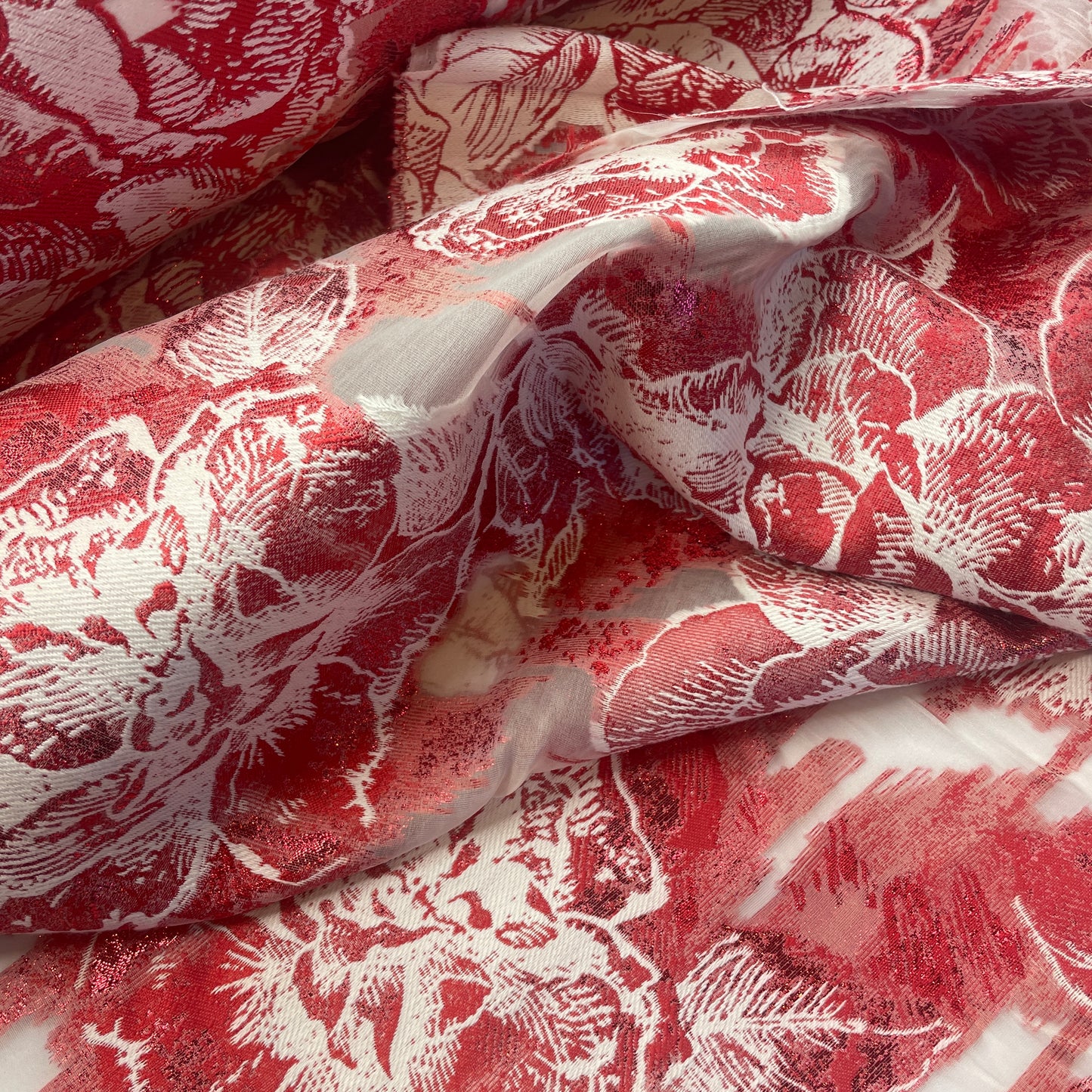 Scarlet rose metallic Brocade