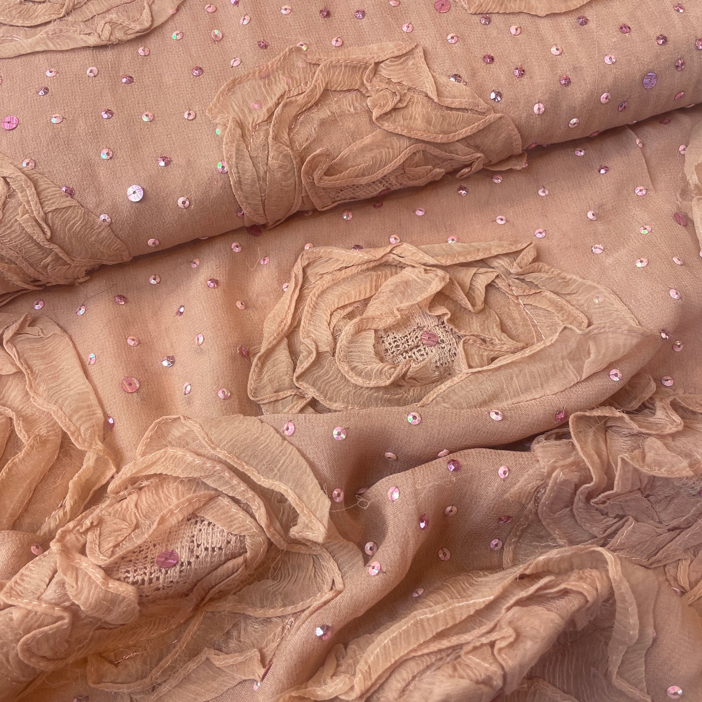 Blush rose sequin silk