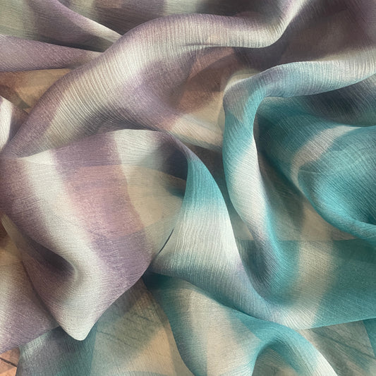 ocean waves  crinkle Silk Chiffon