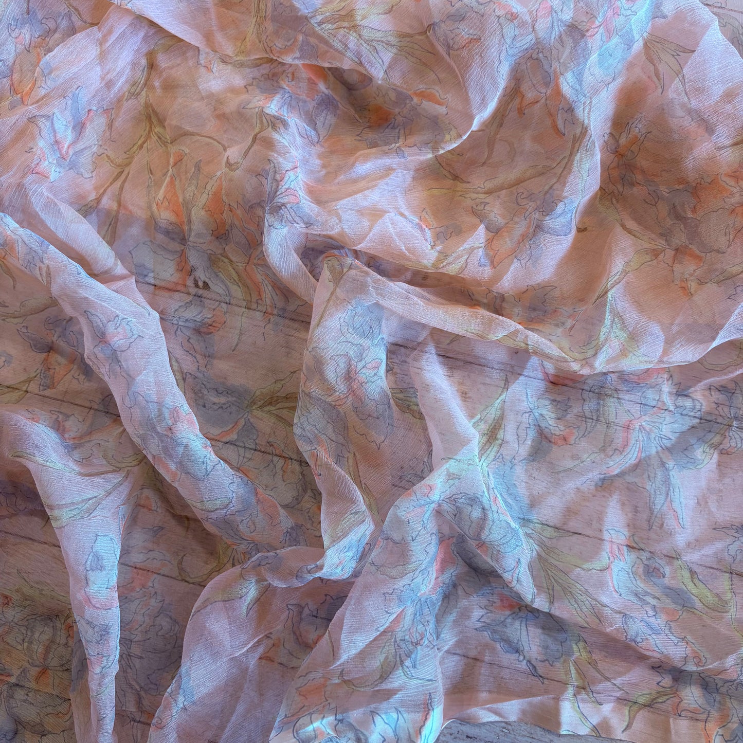 2m Pastel Iris Crinkle Silk Chiffon