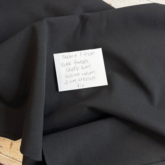 50cm Black Bonded Crepe Knit