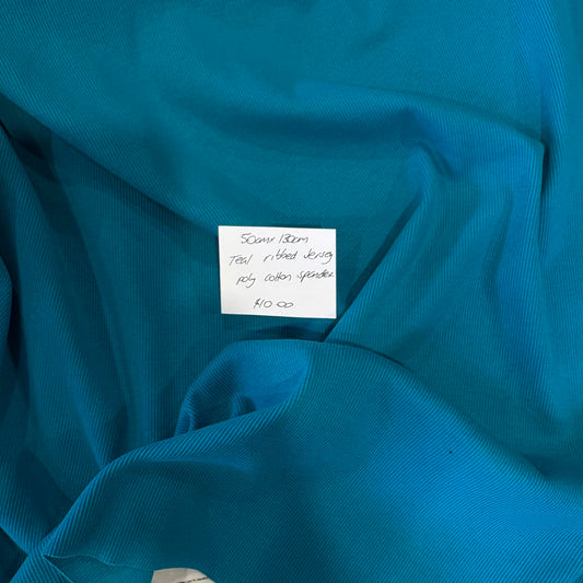 50cm Teal Ribbed Jersey
