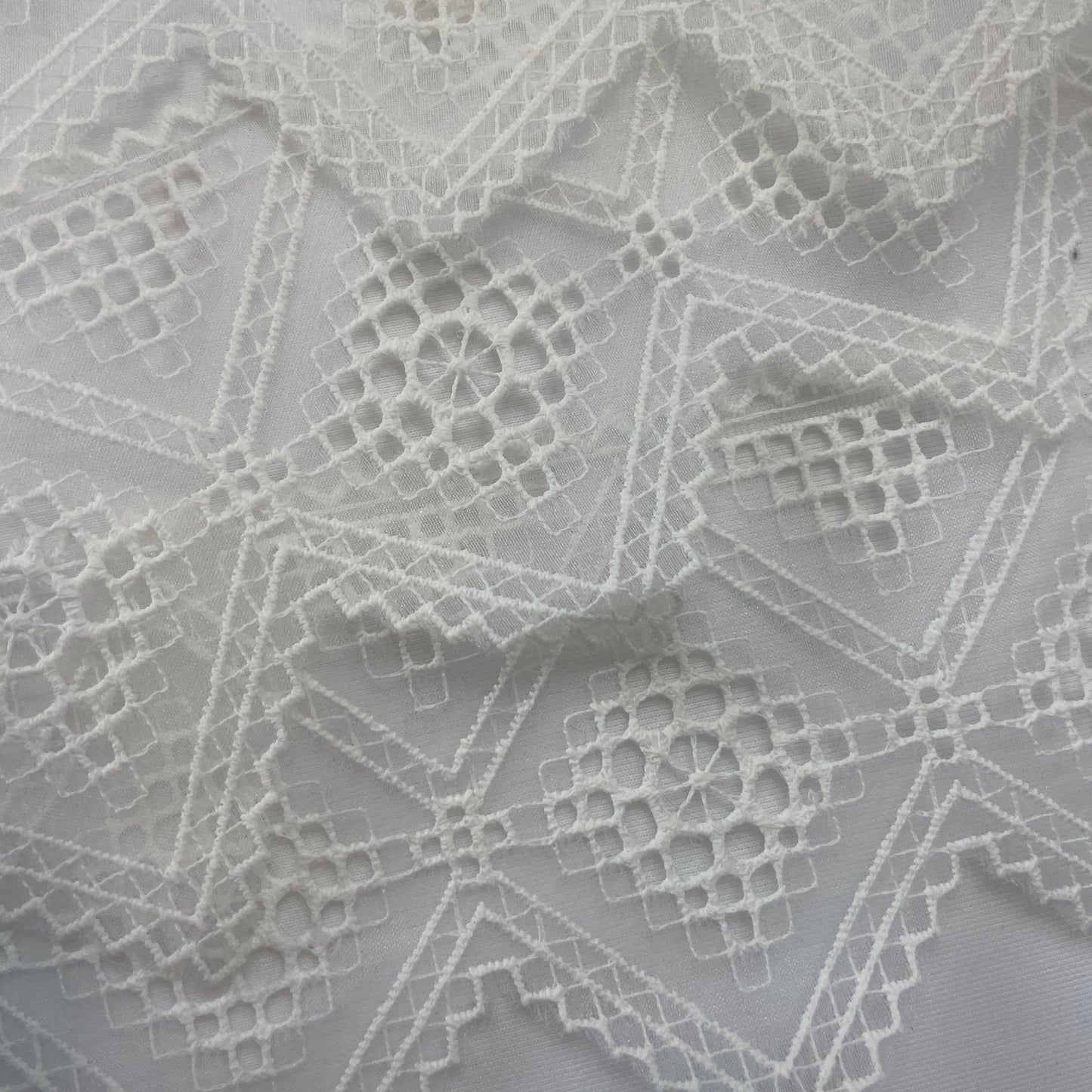 Embroidered White Organza Diamond Edging 80mm