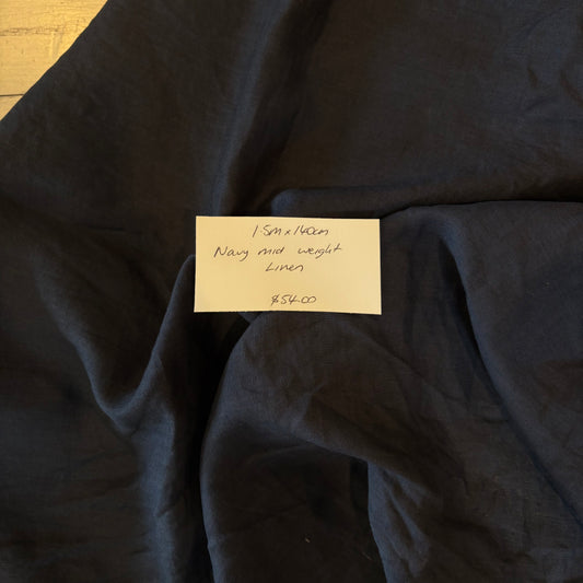 1.5m Navy Mid Weight Linen