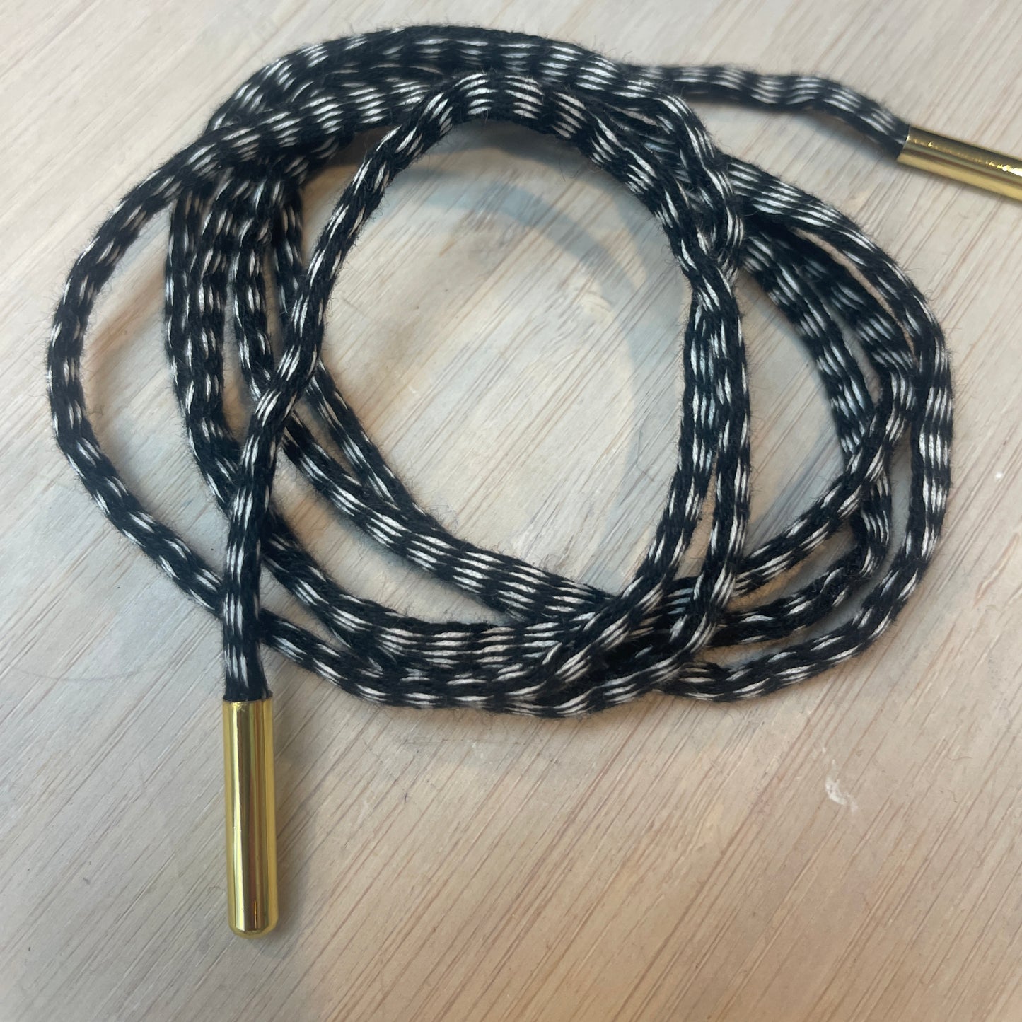 Black white stripe toggled cord tie 110cm