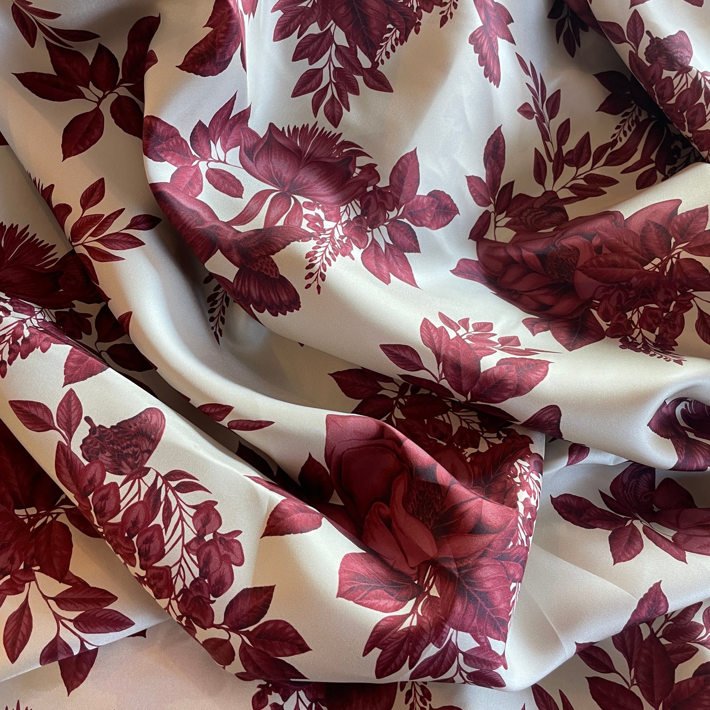 Wild bloom Burgundy silk twill