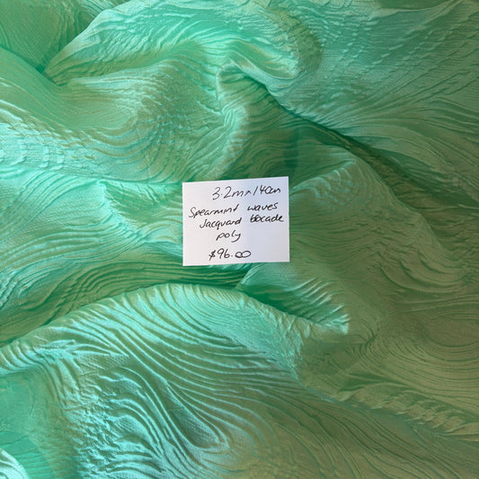 3.2m Spearmint Waves Jacquard Brocade