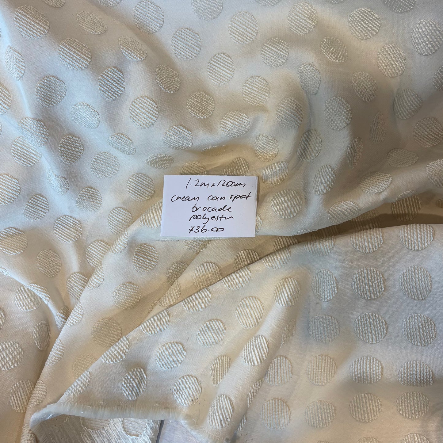 1.2m Cream Coin Spot Brocade