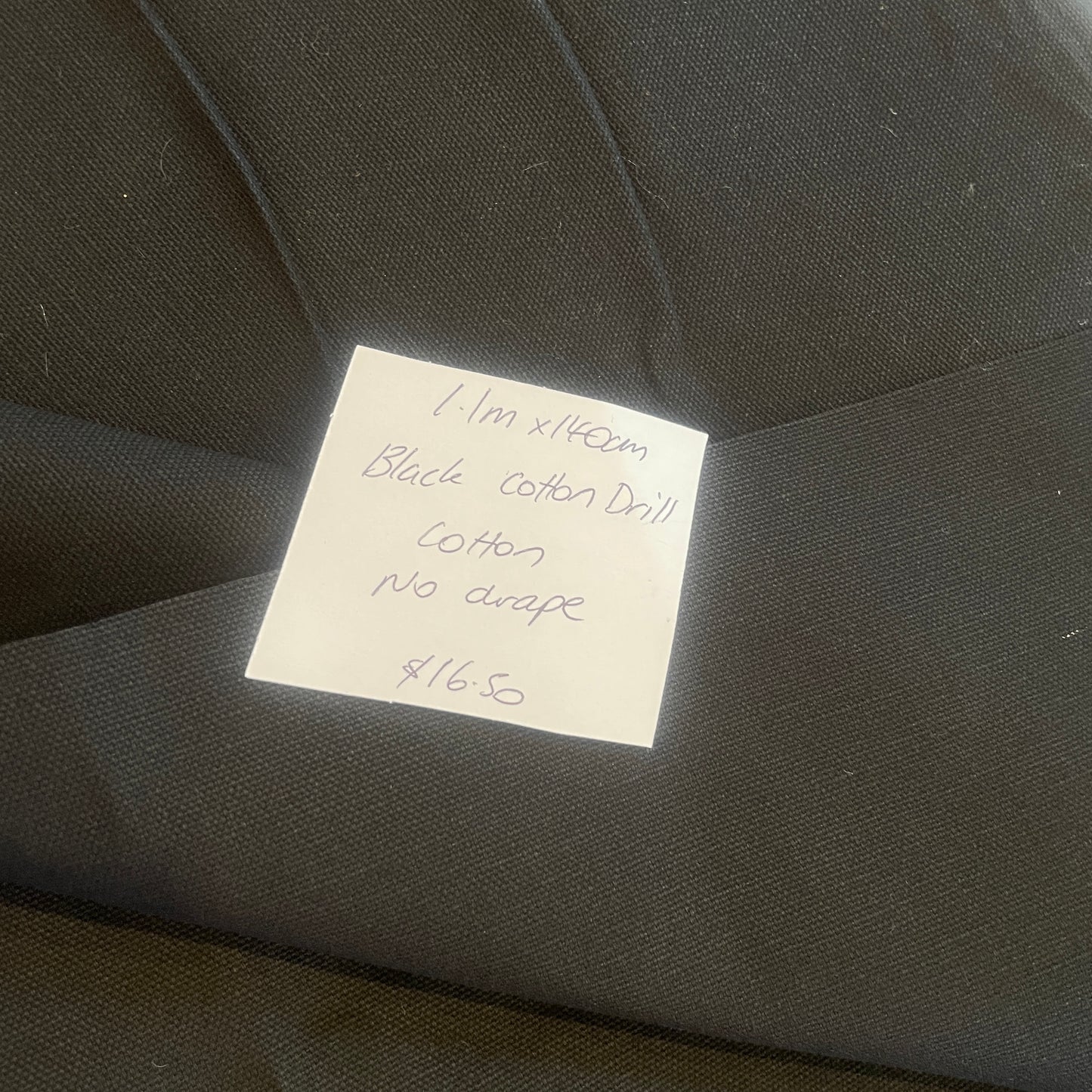 1.1m black cotton drill