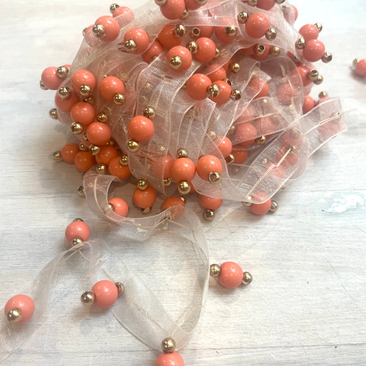 5m coral beaded piping trim