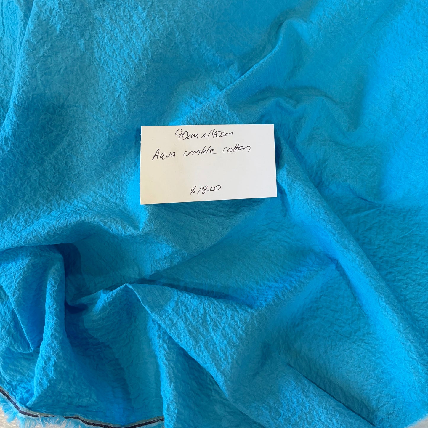 90cm Aqua Crinkle Cotton