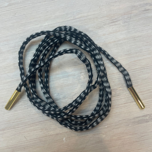 Black white stripe toggled cord tie 110cm