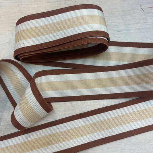 40mm coffee stripe Braided Elastic