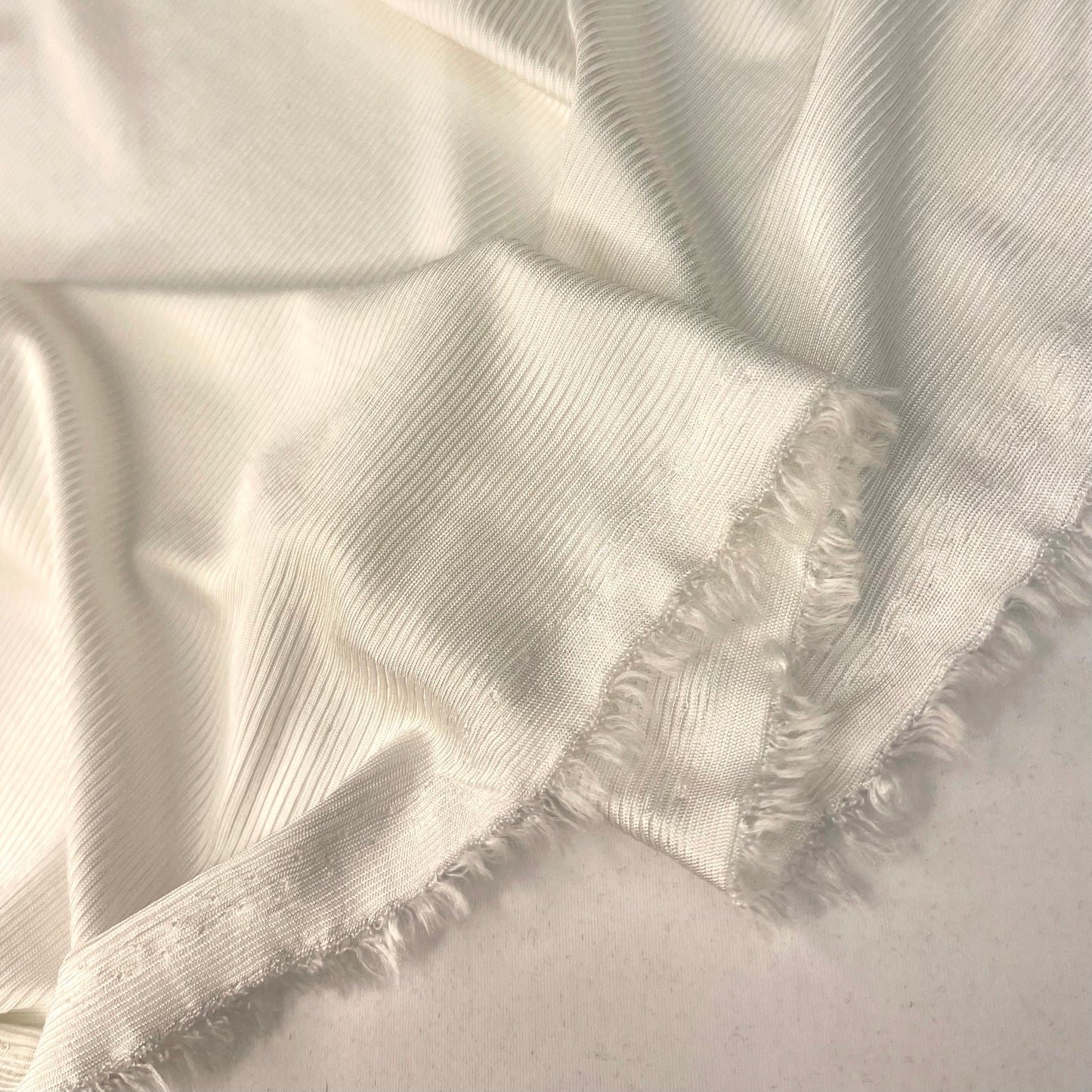 Polar White Slinky Rib Viscose Jersey