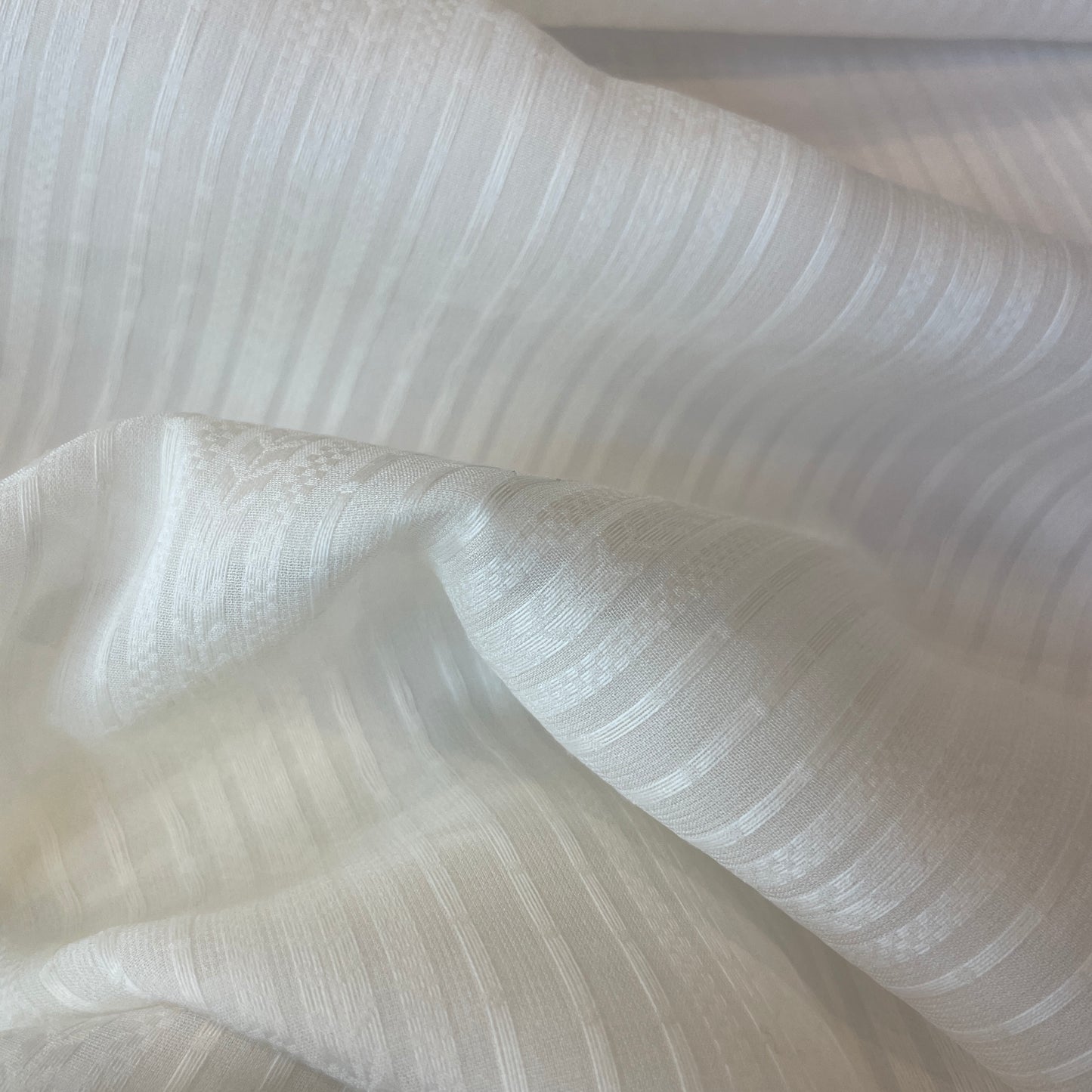 Ivory jacquard stripe silk voile