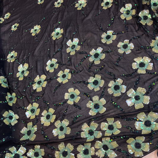 Dreaming of Daisies Beaded Silk Chiffon