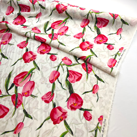 Tulips Tessuti Alta Moda Stretch Silk Charmeuse