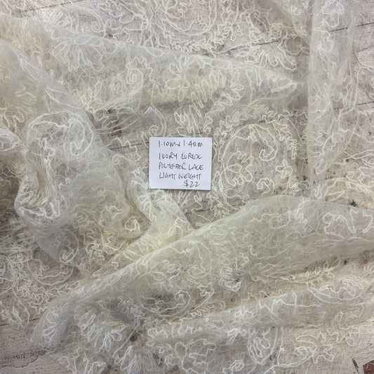 1.10m Ivory Lurex Polyester Lace