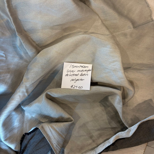 1.5m Silver Midweight Delustred Satin