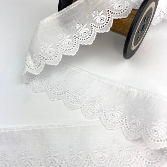 Elise White 55mm Broderie Trim