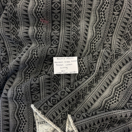 80cm Mountain Scape French Stretch Cotton Suiting