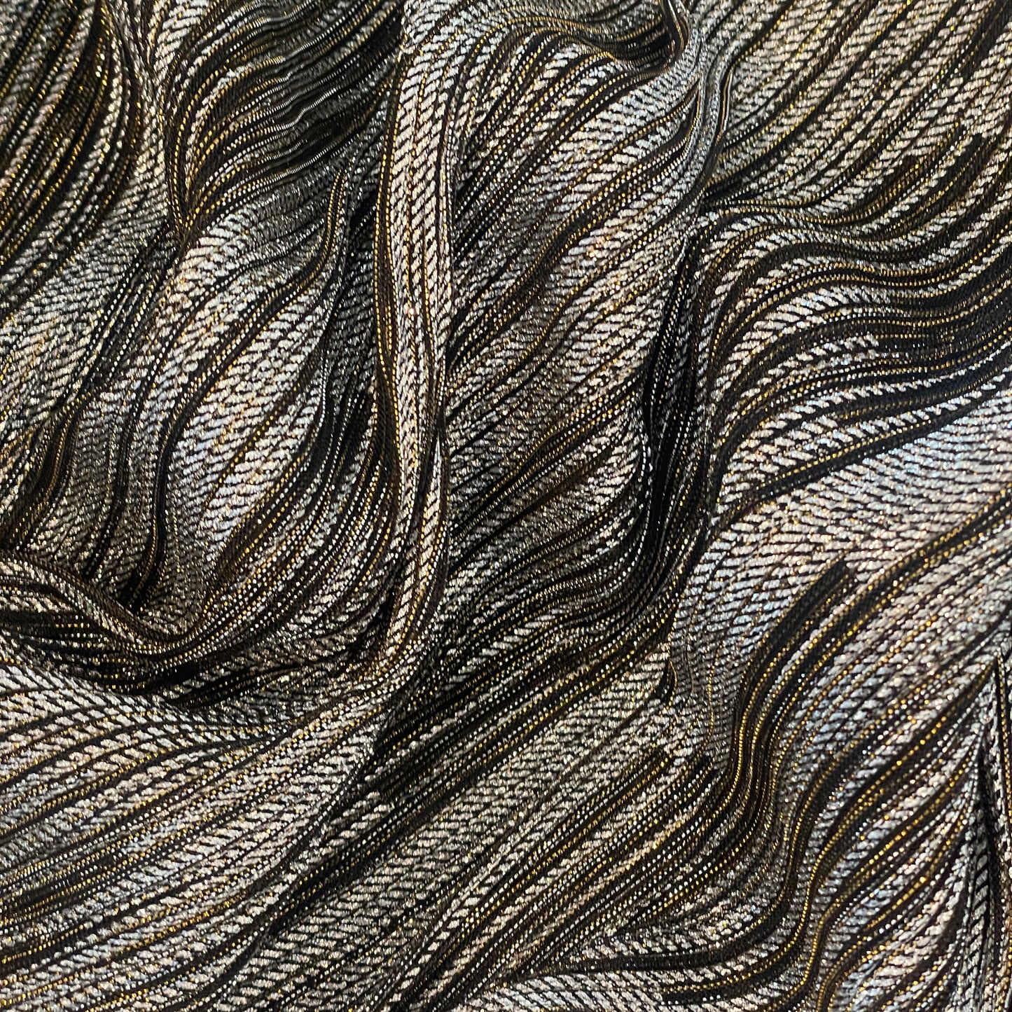 Metallic waves micro pleat Lurex Knit