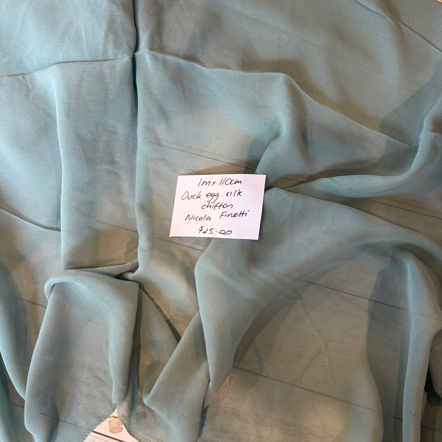 1m Duck Egg Silk Chiffon