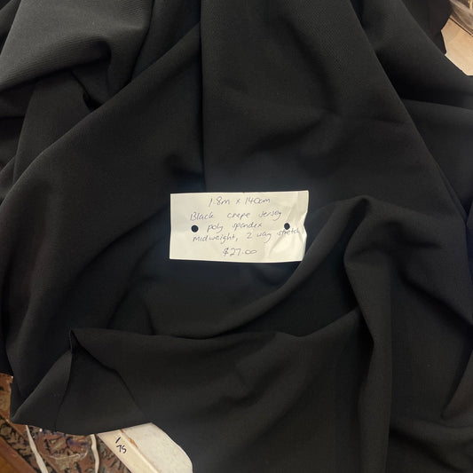 1.8m Black Crepe Jersey