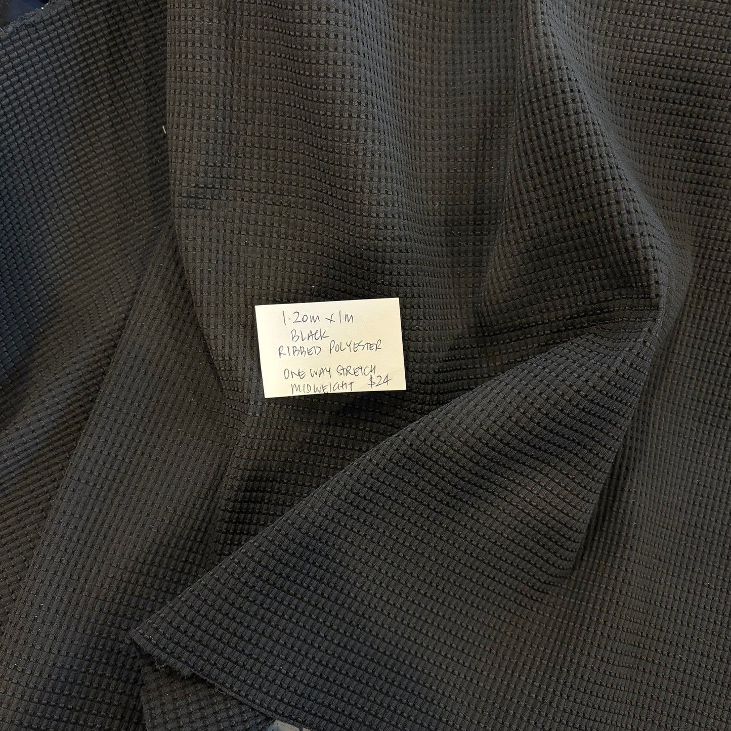 1.2m Black Ribbed Polyester