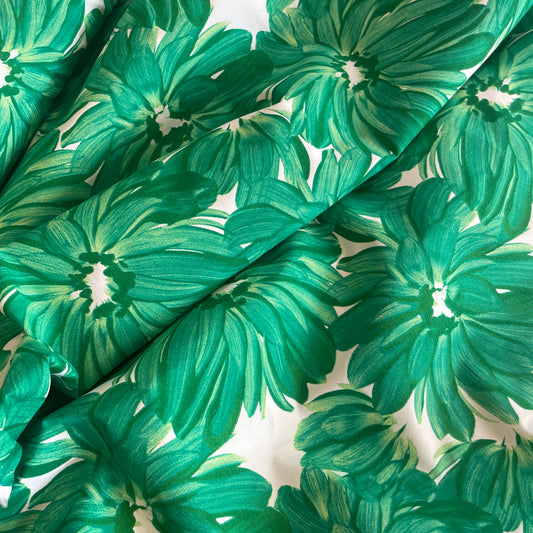Green painted daisy Cotton lawn