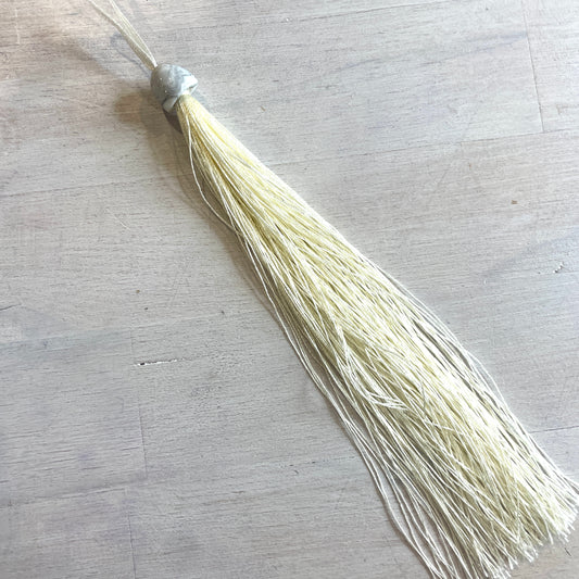 Long cream marble look tassel 21cm