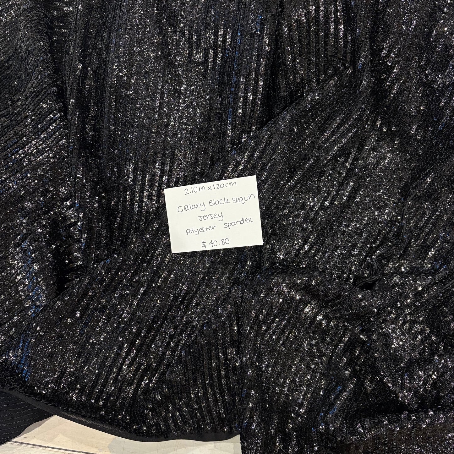 2.10m Galaxy Black Sequin Jersey