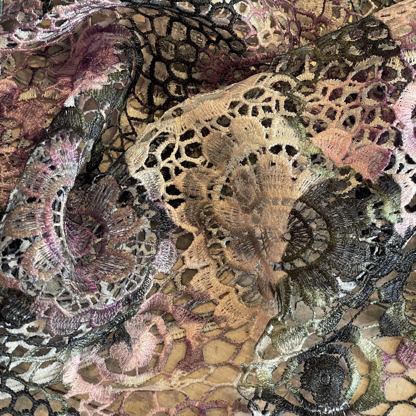 Mauve kaleidoscope soft drape guipure