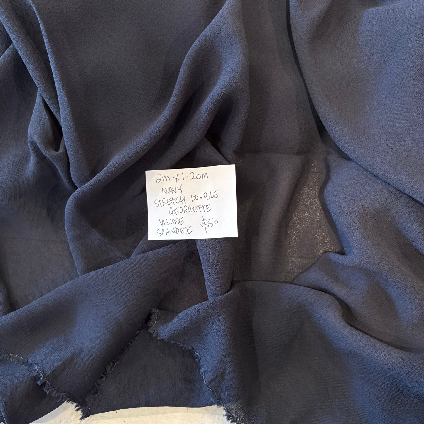 2m Navy Stretch Double Georgette